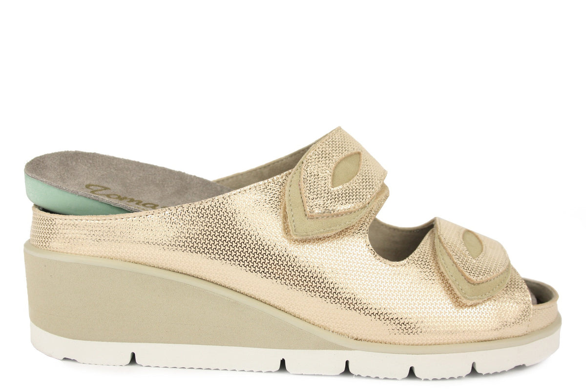 SPIGA O ORTHO 45 ORO. CIABATTA SANDALO DONNA