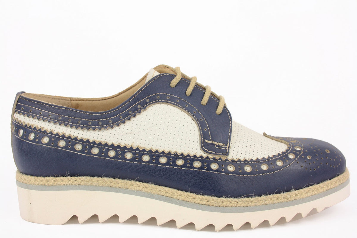 DL125 BICOLORE LACCI SCARPA TIPO INGLESE DONNA