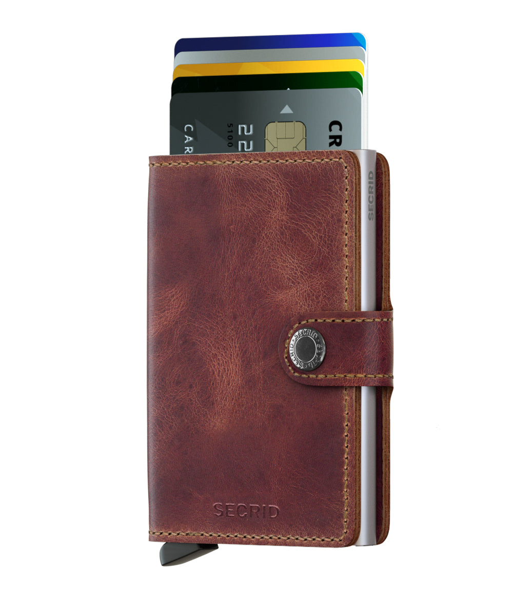 MINIWALLET VINTAGE MARRON MINI PORTAFOGLO PORTACARD UNISEX ACCESSORI