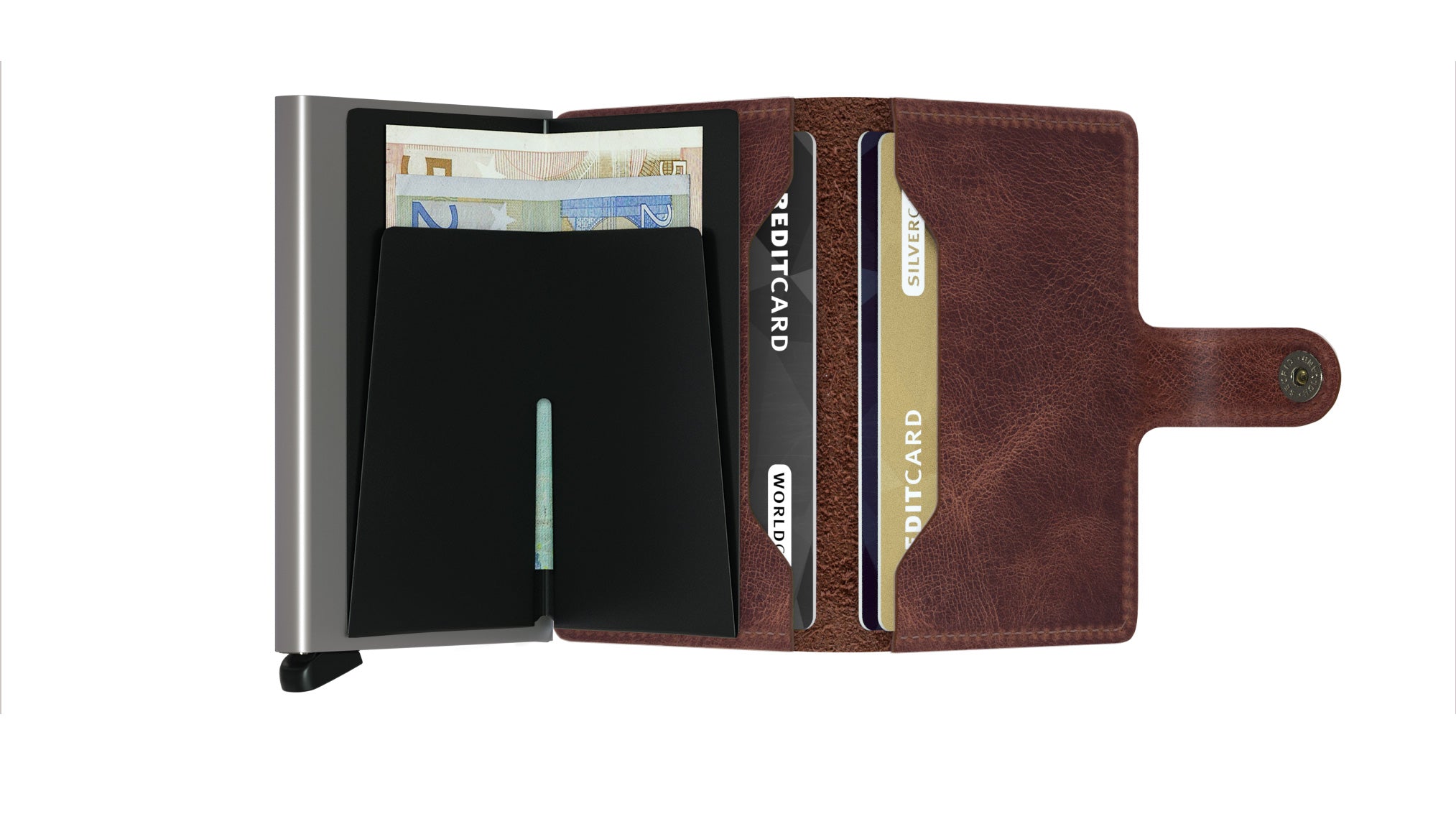 MINIWALLET VINTAGE MARRON MINI PORTAFOGLO PORTACARD UNISEX ACCESSORI