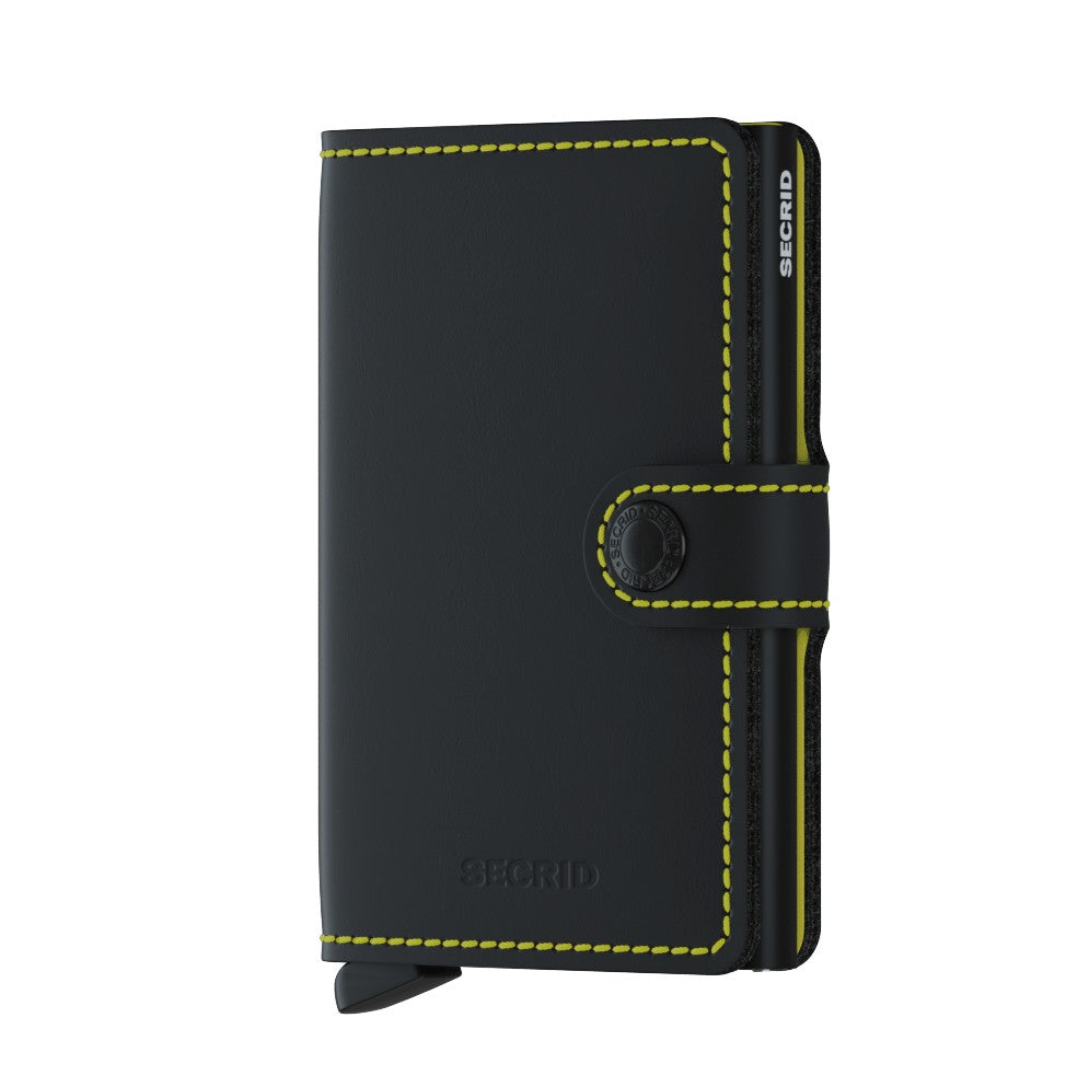 MINIWALLET MATTE NERO/GIALLO MINI PORTAFOGLO PORTACARD UNISEX ACCESSORI