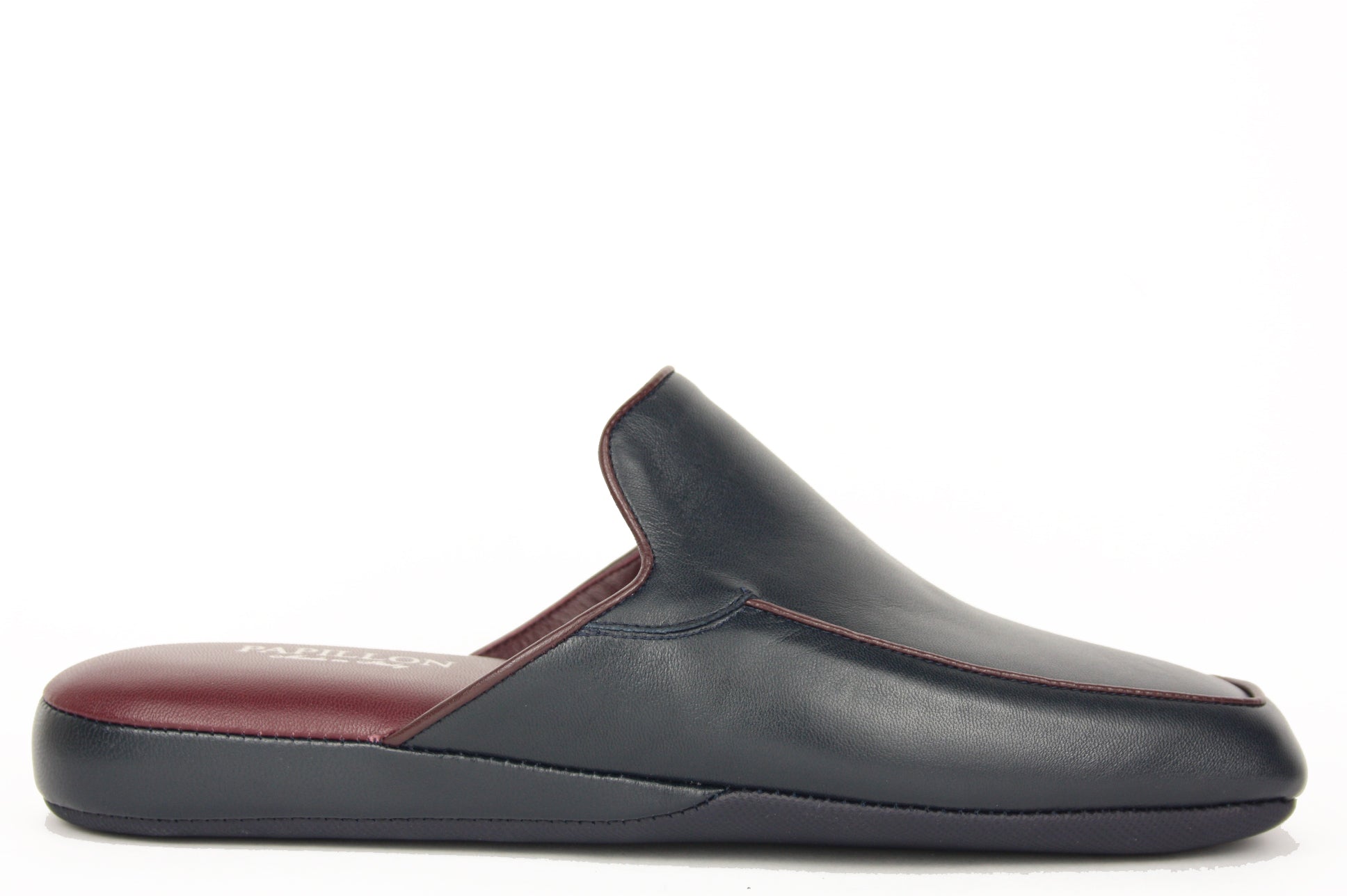 9906 PELLE BLU PANTOFOLA PUNTA CHIUSA UOMO