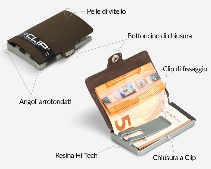 I-CLIP CLASSIC ROSSO MINI PORTAFOGLO PORTACARD UNISEX ACCESSORI
