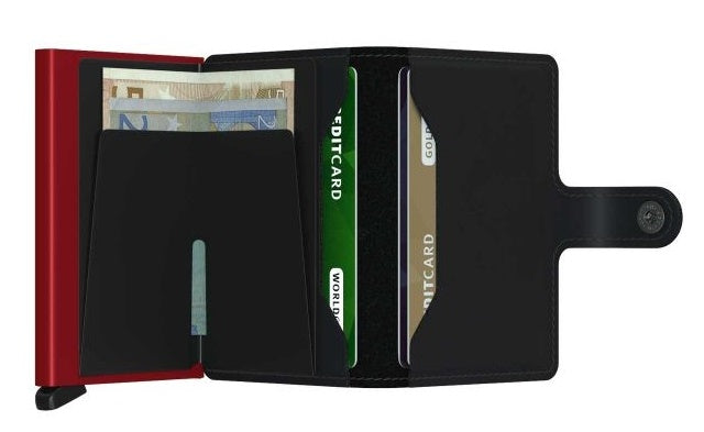 MINIWALLET MATTE NERO/ROSSO MINI PORTAFOGLO PORTACARD UNISEX ACCESSORI