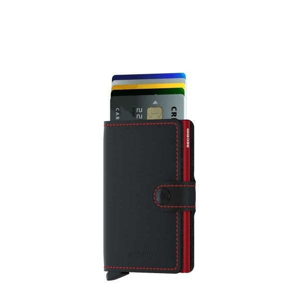 MINIWALLET MATTE NERO/ROSSO MINI PORTAFOGLO PORTACARD UNISEX ACCESSORI