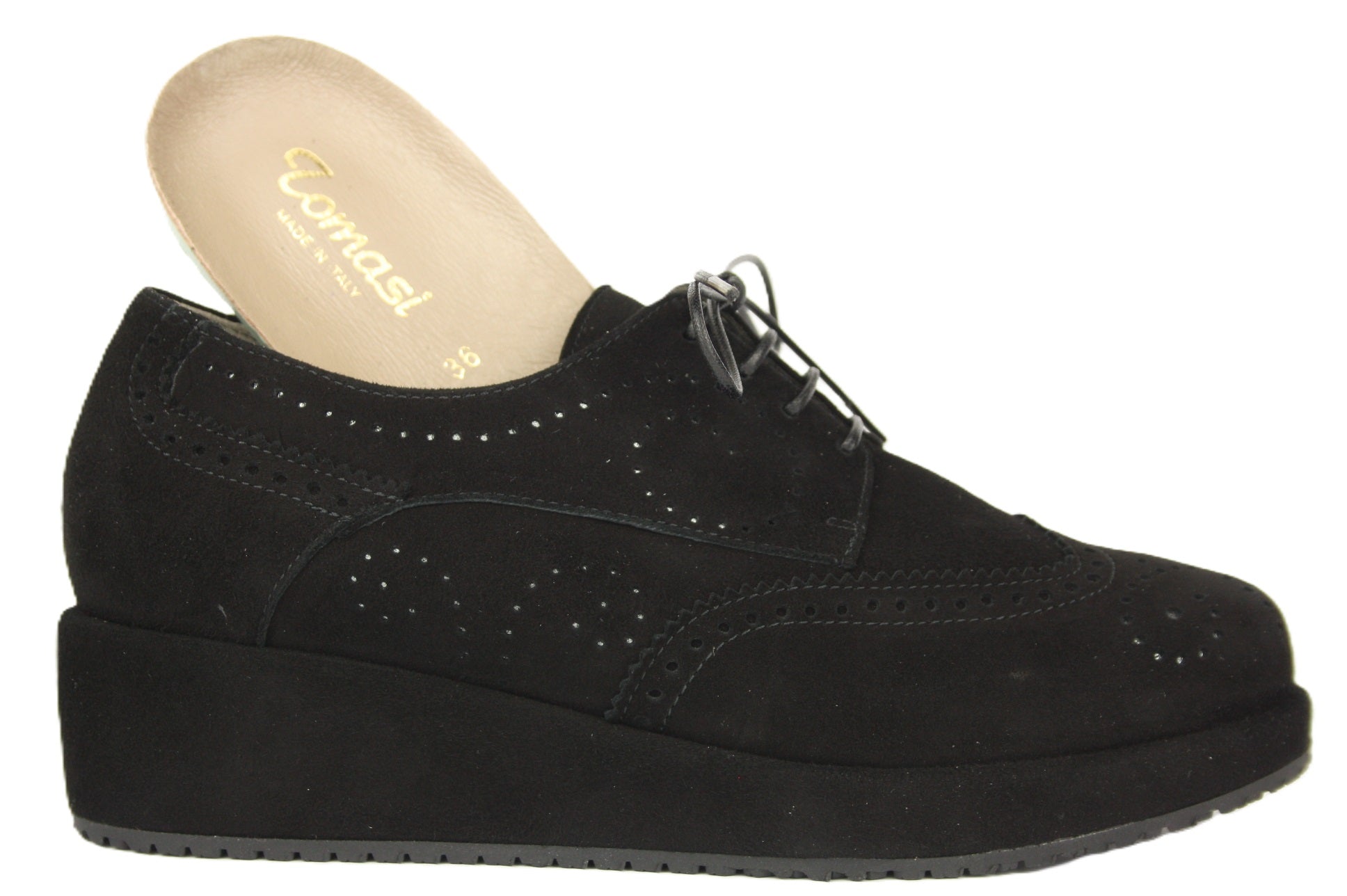 WISAL LOLA NERO LACCI SCARPA TIPO INGLESE DONNA