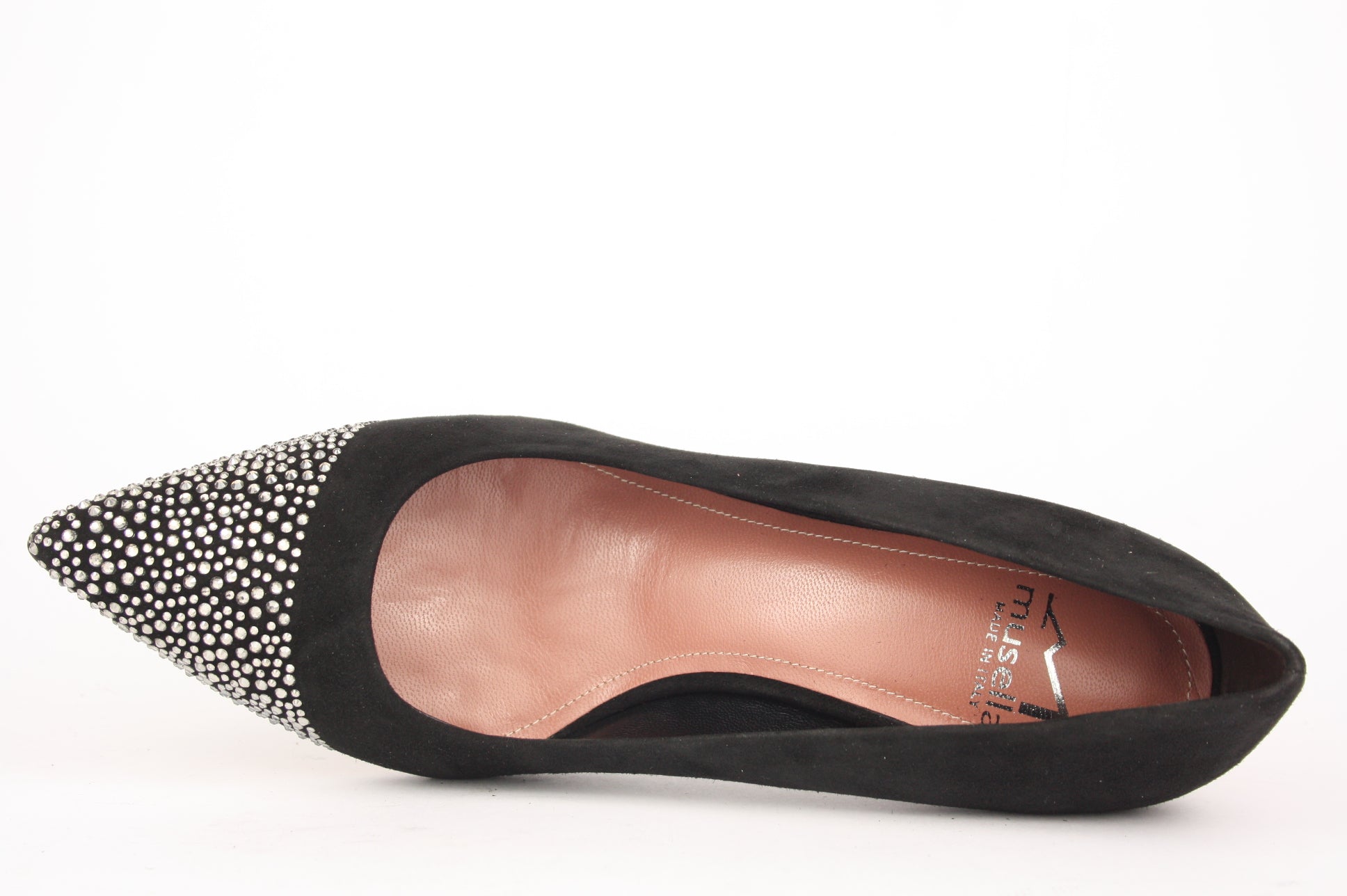W23906 STRASS NERO DECOLTE DONNA