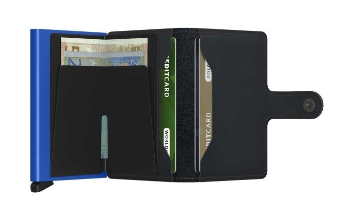 MINIWALLET MATTE NERO/BLU MINI PORTAFOGLO PORTACARD UNISEX ACCESSORI