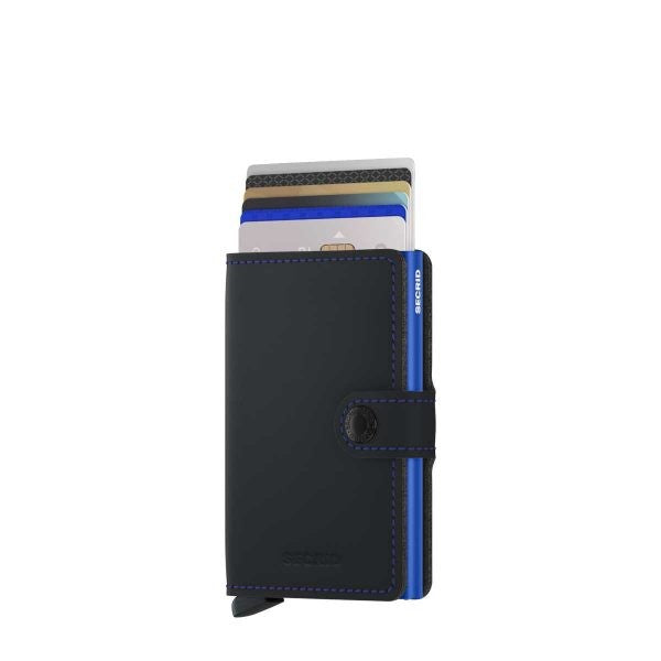 MINIWALLET MATTE NERO/BLU MINI PORTAFOGLO PORTACARD UNISEX ACCESSORI