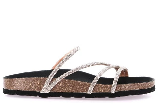 SARA CB0058 PLATINO CIABATTA SANDALO DONNA