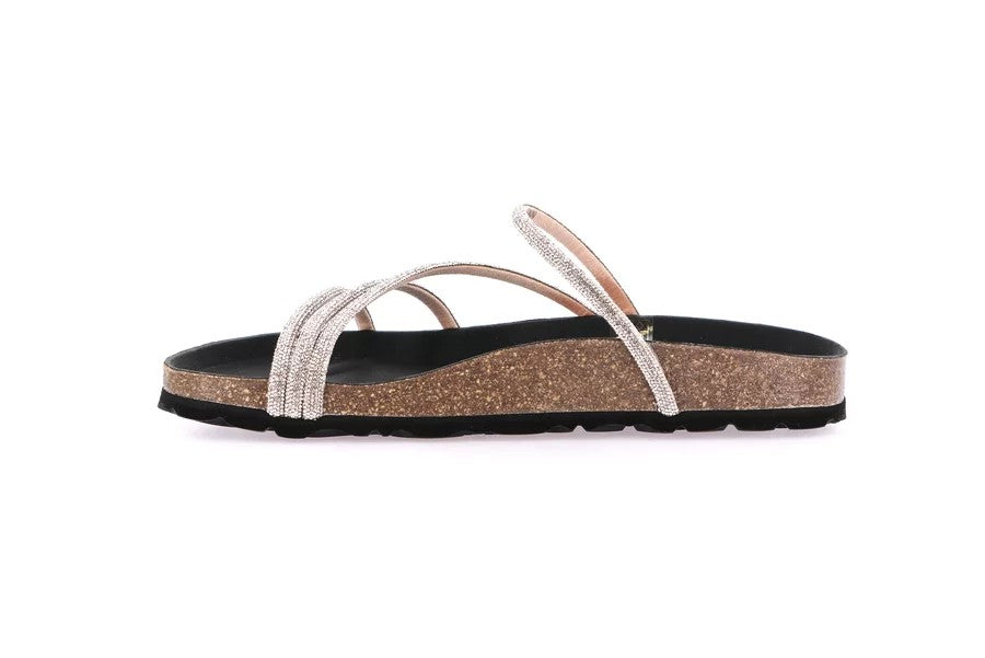 SARA CB0058 PLATINO CIABATTA SANDALO DONNA
