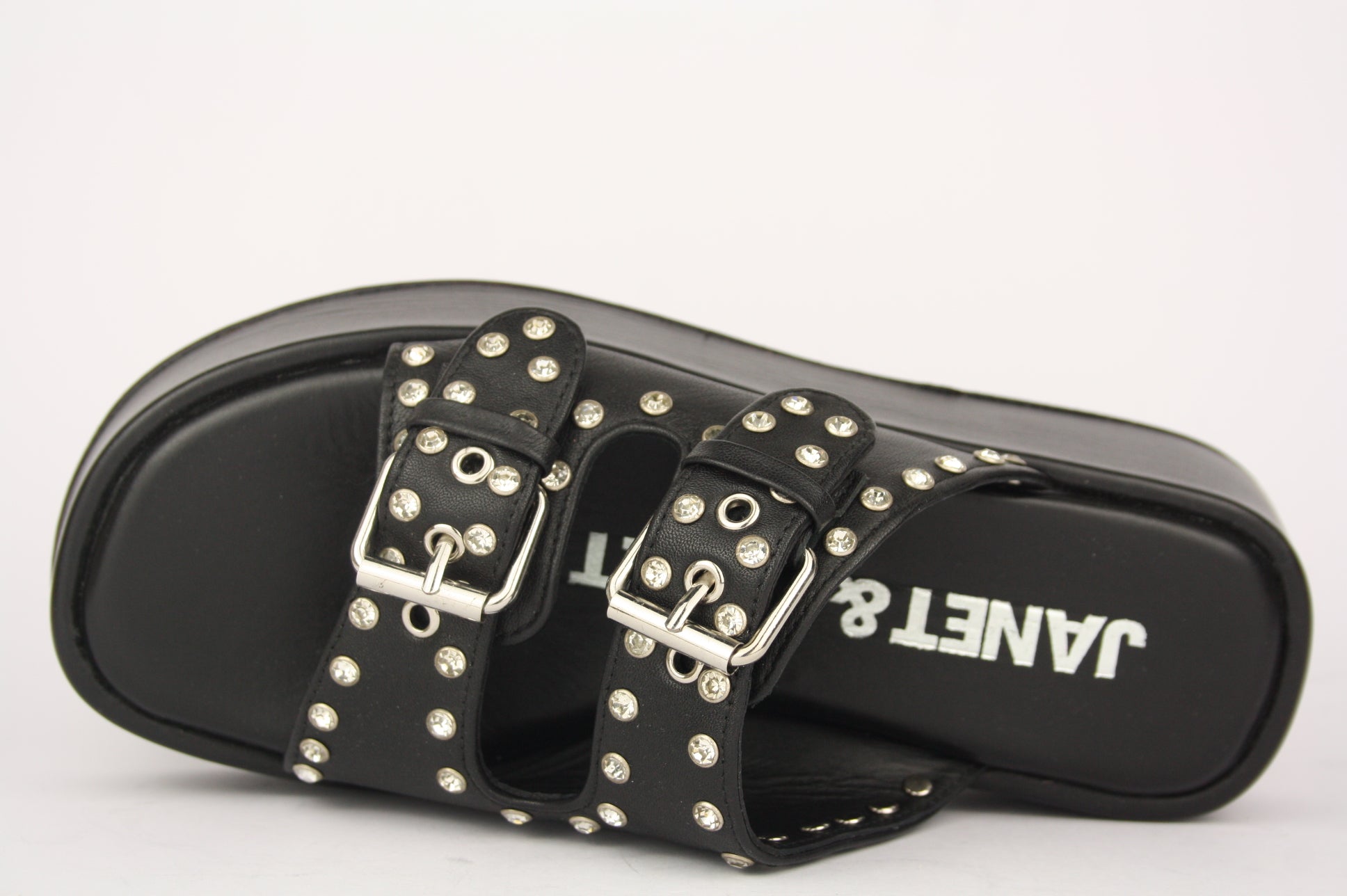 J-122 NERO CIABATTA SANDALO DONNA
